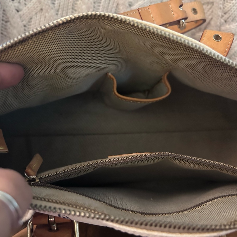 Dooney & Bourke White Canvas Monogram Tote with Brown Leather Trim - Picture 6 of 6